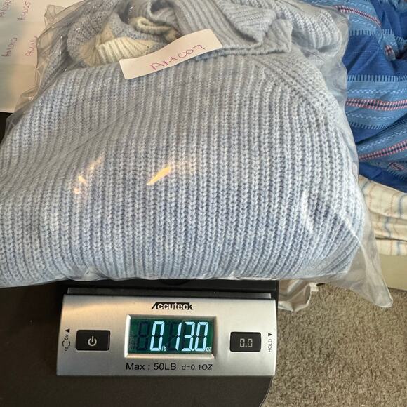 Talbots Plus 1X Blue V-Neck Sweater Pullover Ribbed Knit Long Sleeve Cotton - Picture 7 of 7